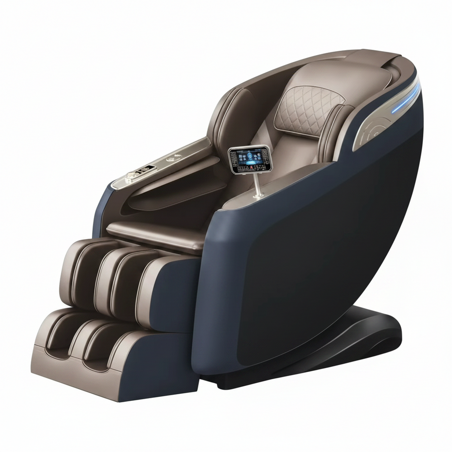 Massage chair with control panel on a white background