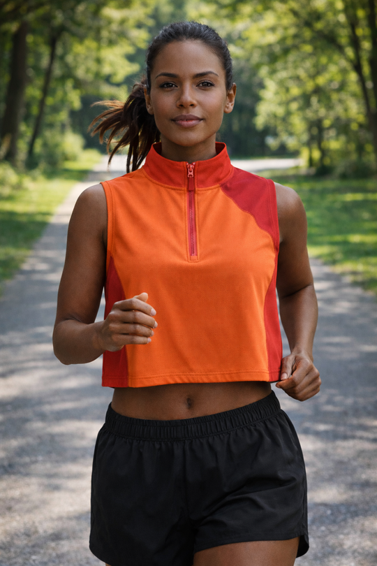 Women Zipper Crop Top