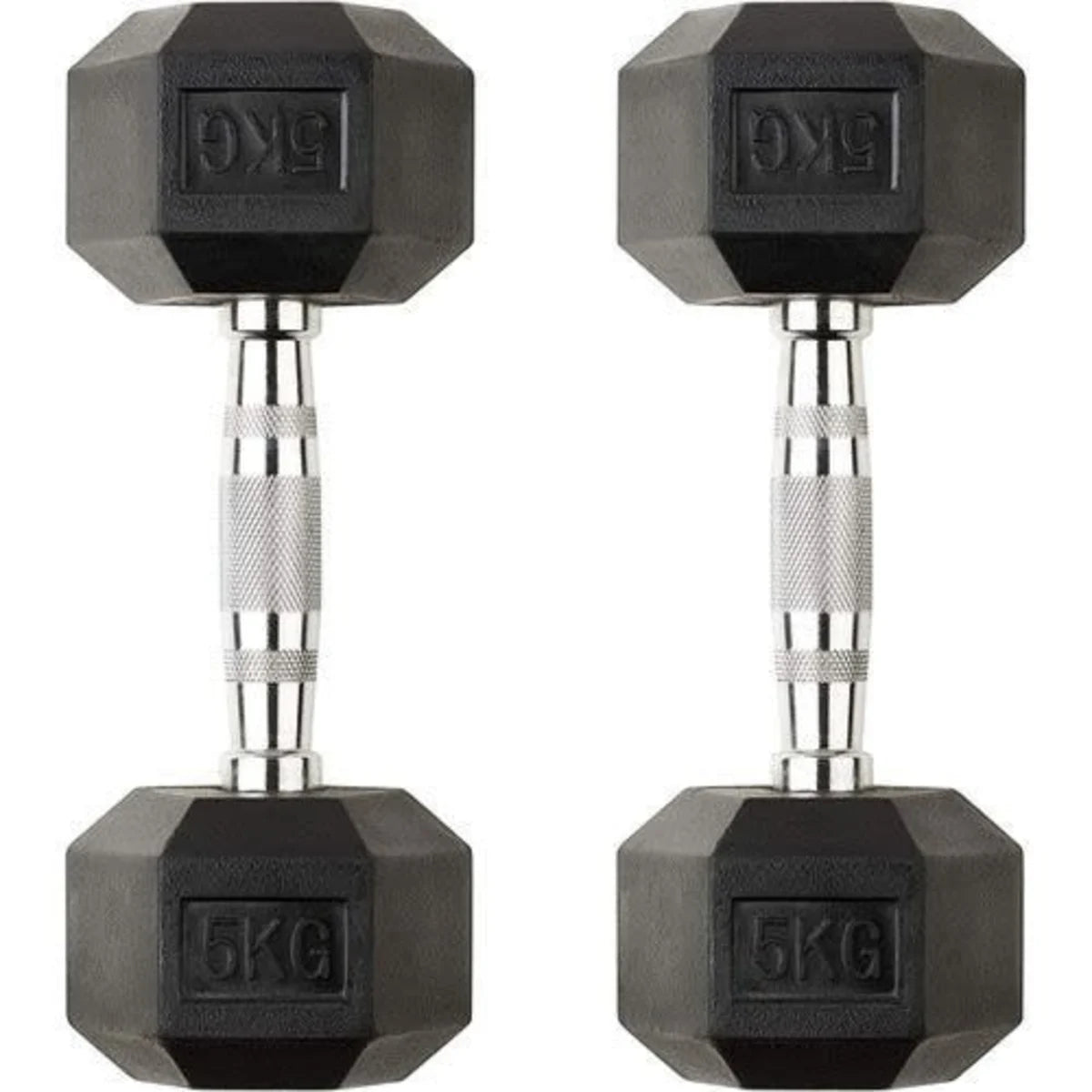 Rubber Hex 5KG Dumbbells