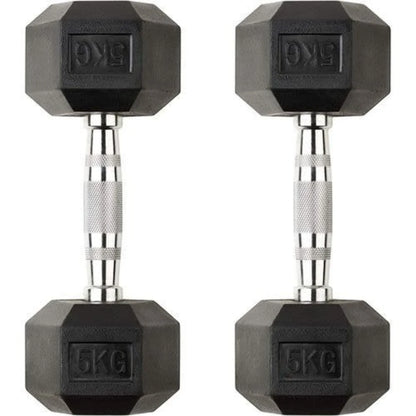 Rubber Hex 5KG Dumbbells