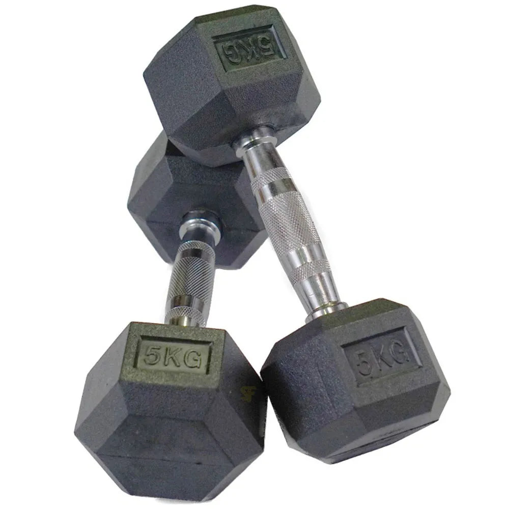 Rubber Hex 5KG Dumbbells