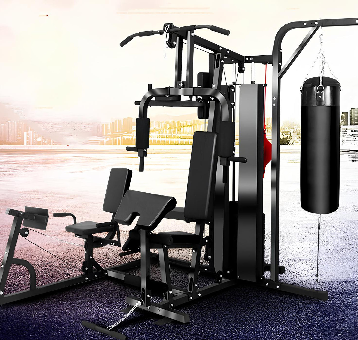 Five Multi-station gym with Punching Bag