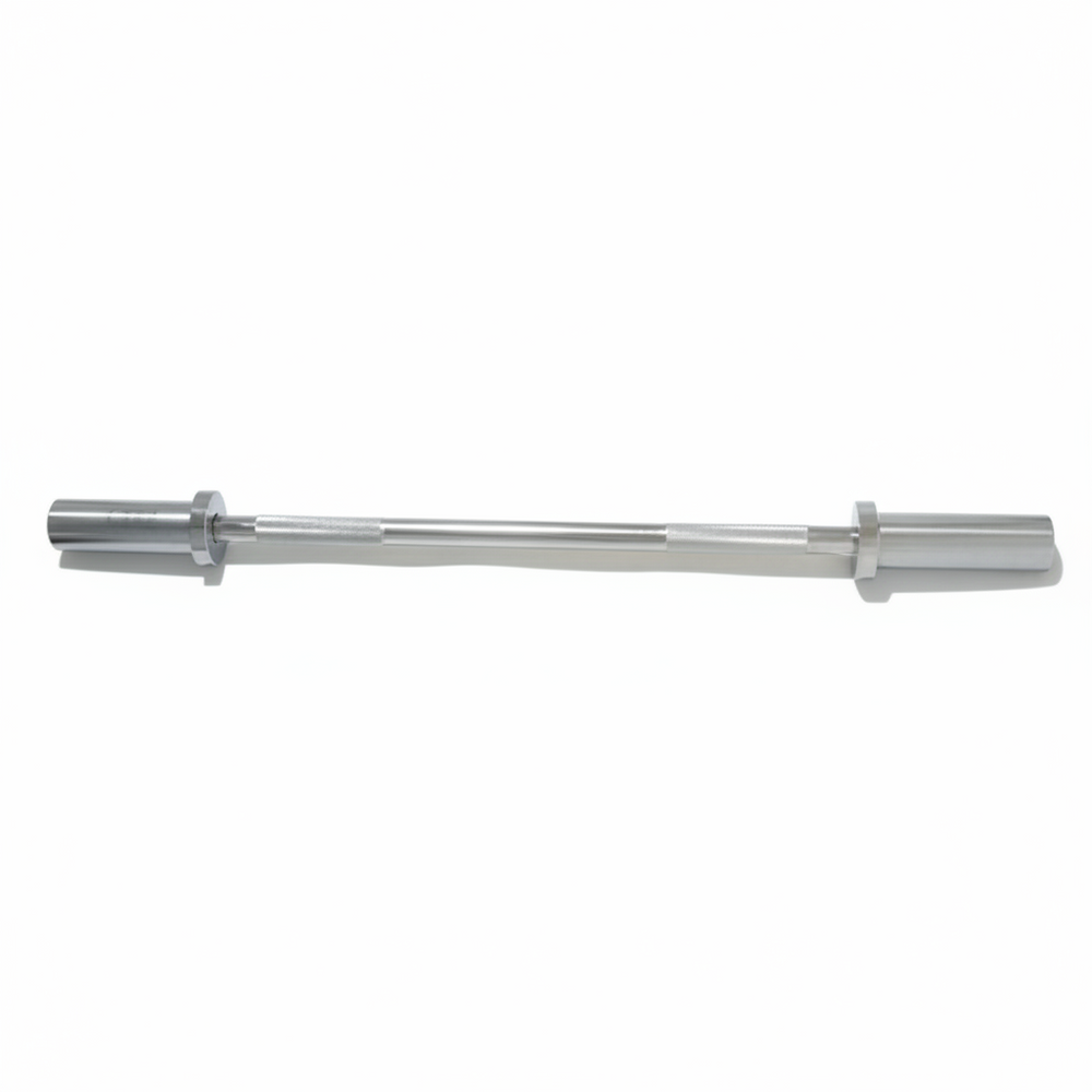 A long, slender metallic bar with a cylindrical end and a flanged middle section, photographed against a plain white background.
