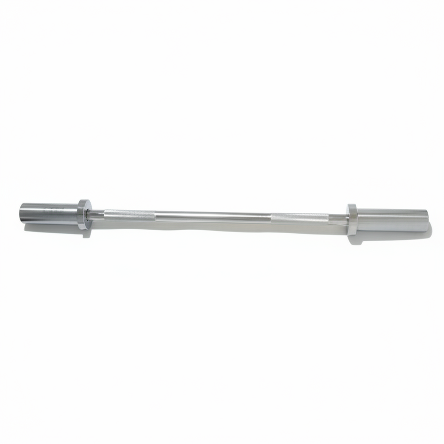 A long, slender metallic bar with a cylindrical end and a flanged middle section, photographed against a plain white background.