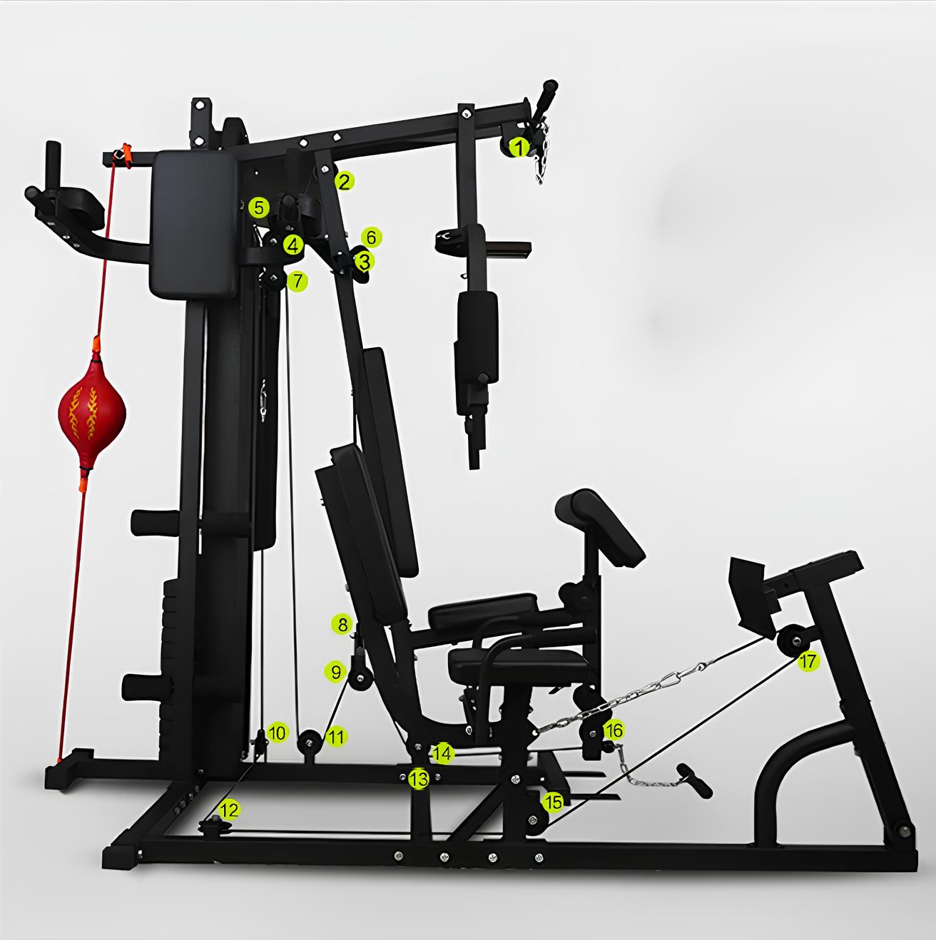 Five Multi-station gym with Punching Bag