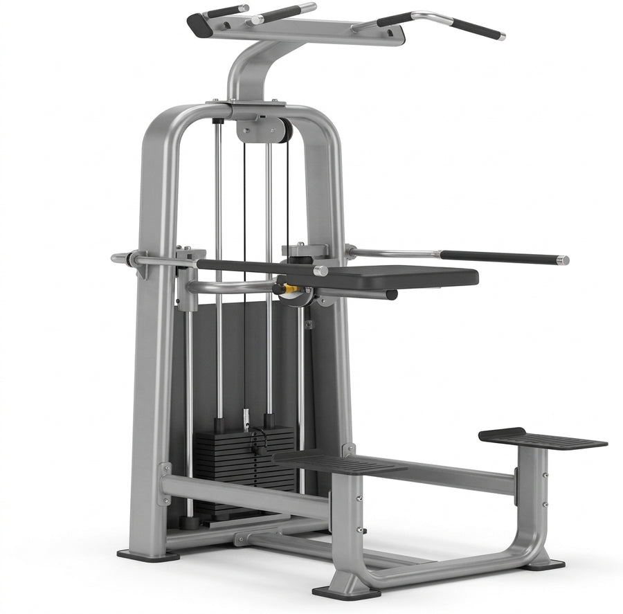 Selectorized Dip Chin Assist Machine with 82KG Weight Stack