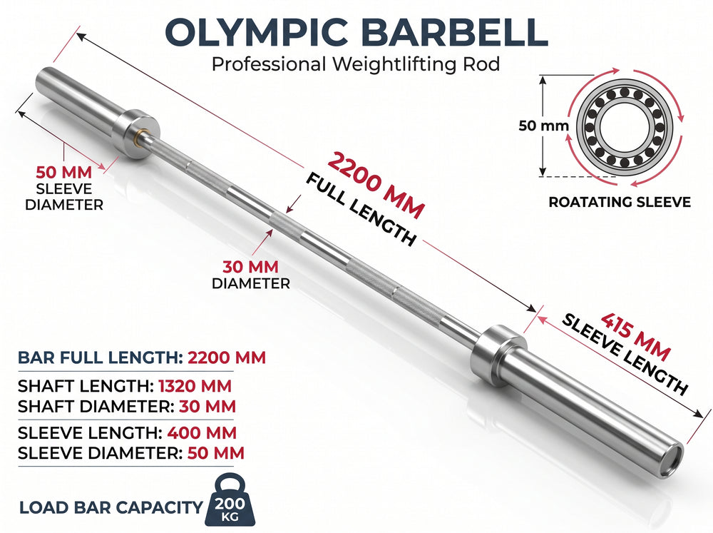 Weight- Olympic Barbell Rod (Straight) with Spring Collar 72 inch/1.8m