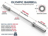 Weight- Olympic Barbell Rod (Straight) with Spring Collar 72 inch/1.8m
