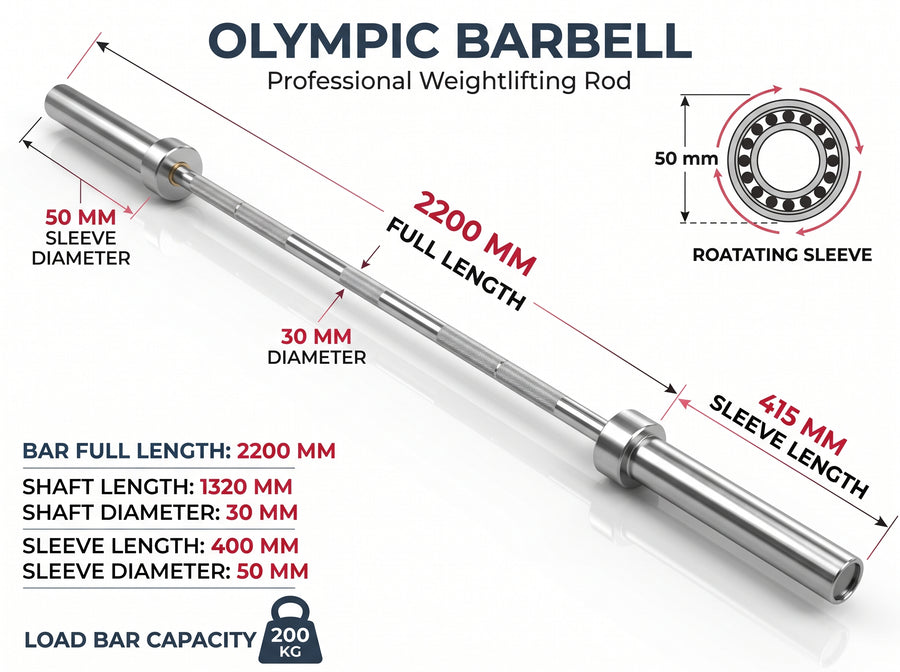 Weight- Olympic Barbell Rod (Straight) with Spring Collar 72 inch/1.8m
