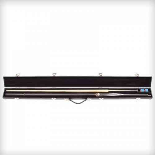 Inside view of leather cue case showing padding