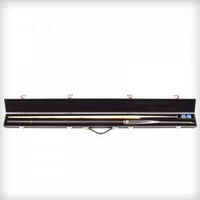 Inside view of leather cue case showing padding