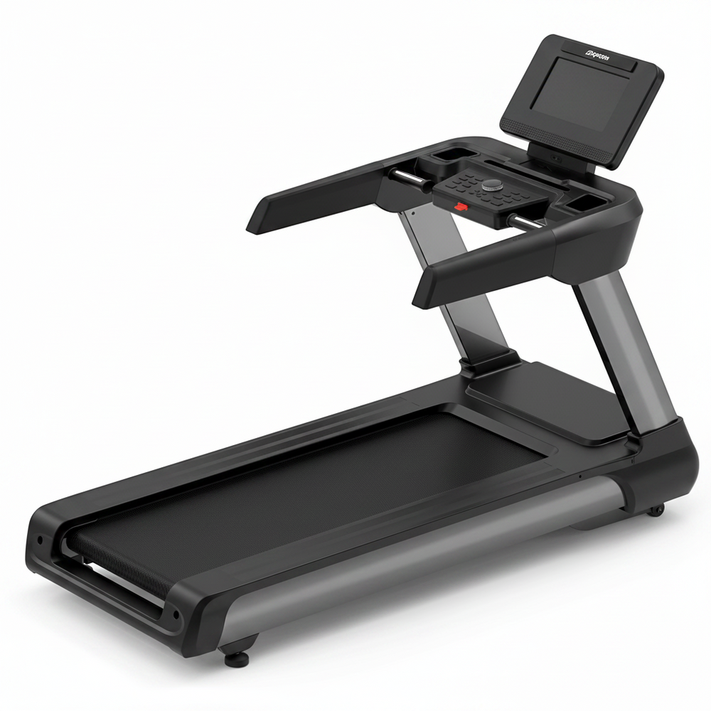 Black treadmill on a white background