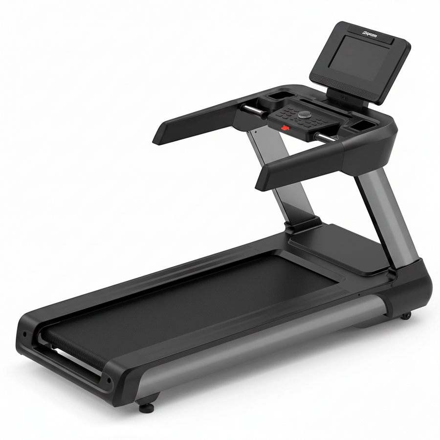 Black treadmill on a white background