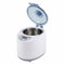 A white portable steam sauna pot with a clear lid and digital control panel.