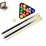Pool table cue sticks and balls